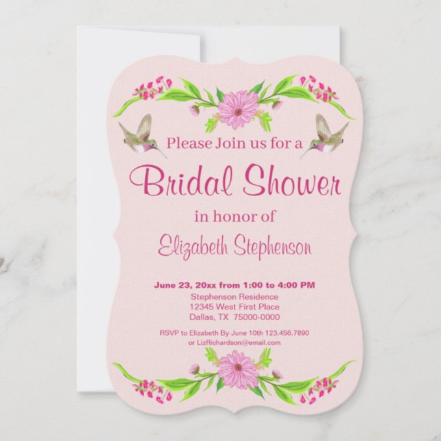 Pink and Green Nostalgic Floral Flat Card (Front)