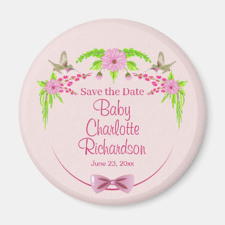 Pink and Green Nostalgic Floral Magnet