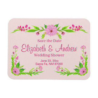 Pink and Green Nostalgic Floral Magnet