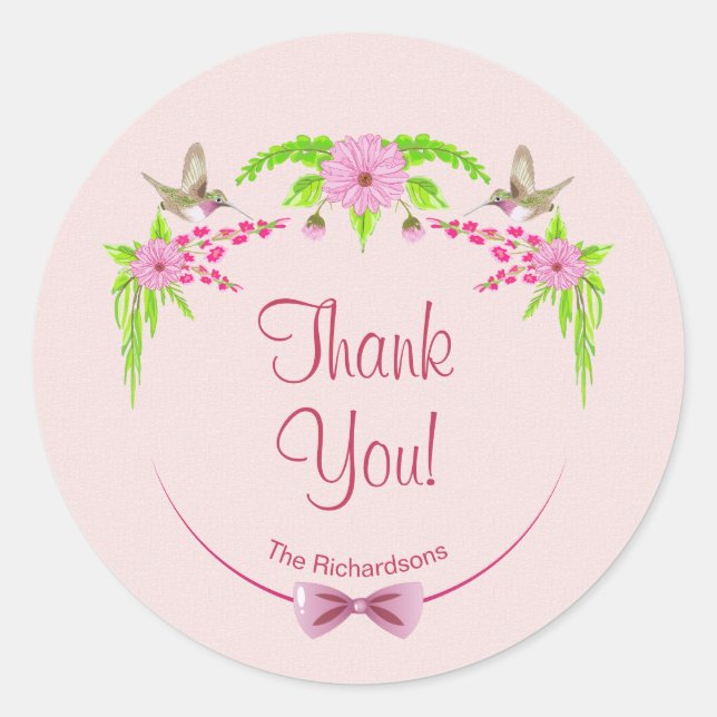 Pink and Green Nostalgic Floral Sticker (Front)