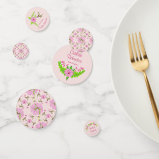 Pink and Green Nostalgic Floral Table Confetti