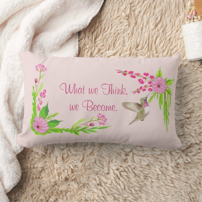 Pink and Green Nostalgic Floral Throw Pillow (Blanket)