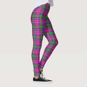 Pink and Green On Purple Plaid Tartan Pattern Leggings