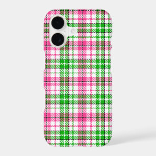 Pink and Green On White Plaid Tartan Pattern