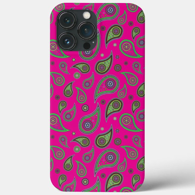 Pink and Green Paisley Pattern Case-Mate iPhone Case (Back)