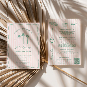 Pink And Green Palm Springs Bachelorette Weekend Invitation