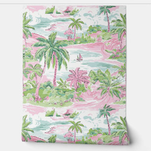 Pink and Green Palm Tree  Wallpaper