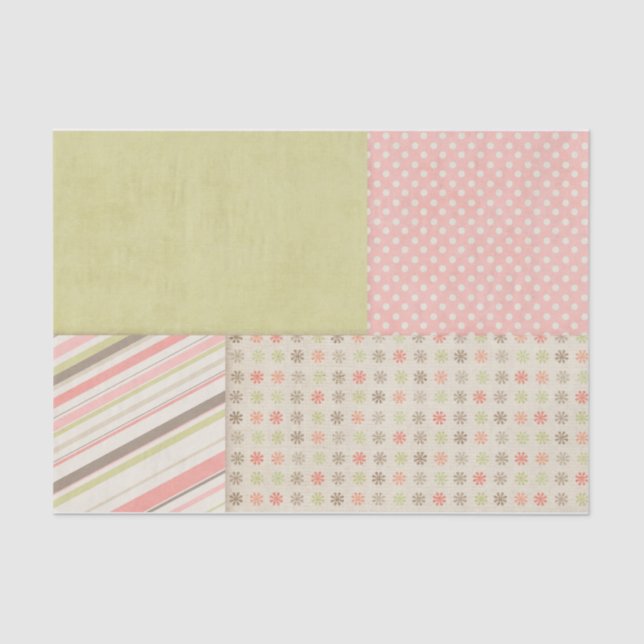 Pink and Green Patchwork Tissue Paper (Front)