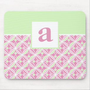 Pink and Green Pattern Monogrammed Mousepad
