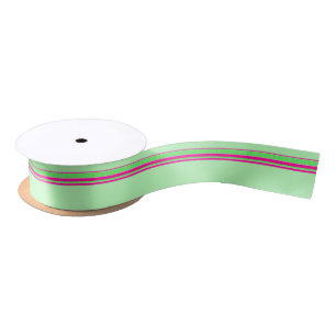 Pink and Green Pattern Ribbon Satin Ribbon