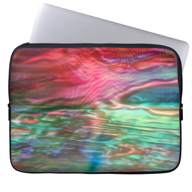 Pink and green pearly virtual texture laptop sleeve (Front)