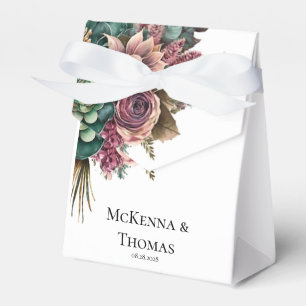 Pink and Green Peony Succulent Wedding Favour Box