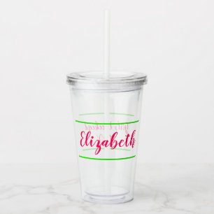 Pink and Green Personalised Girl's Weekend Acrylic Tumbler