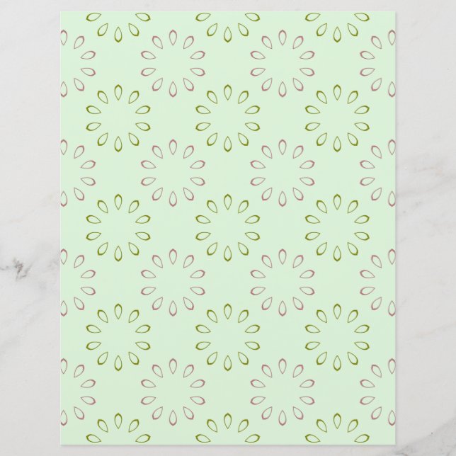 Pink and Green Petal Pattern Paper Sheet (Front)