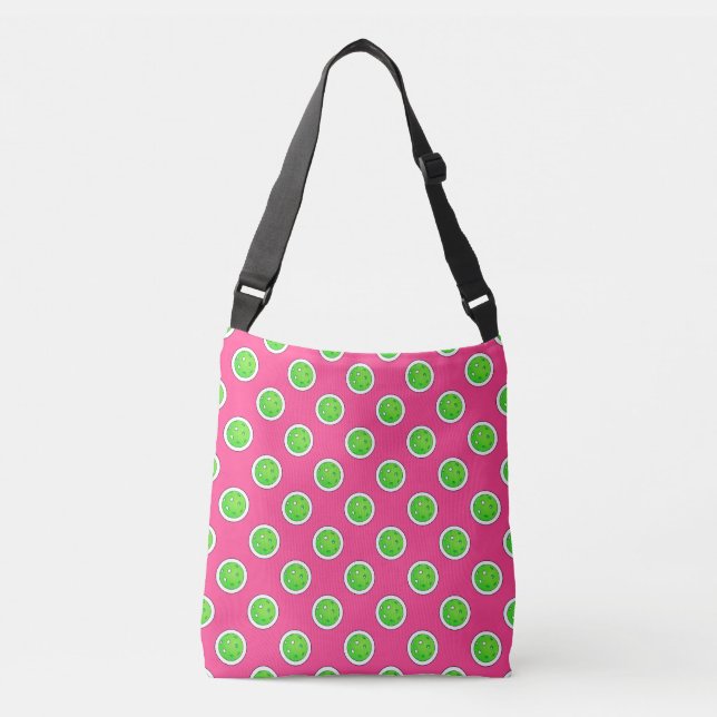 Pink and Green Pickleball Court Accessory  Crossbody Bag (Front)