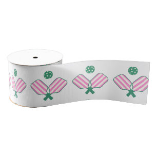 Pink and Green Pickleball Grosgrain Ribbon
