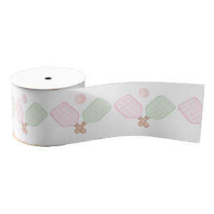 Pink and Green Pickleball Grosgrain Ribbon