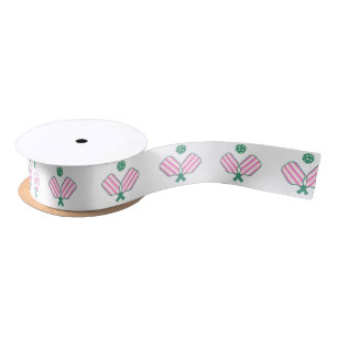Pink and Green Pickleball  Satin Ribbon
