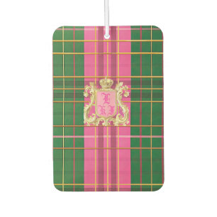 Pink and Green Plaid  Car Air Freshener