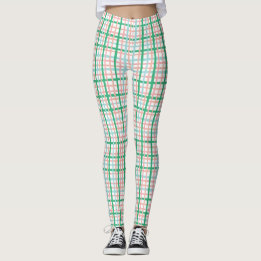 Pink and Green Plaid  Leggings