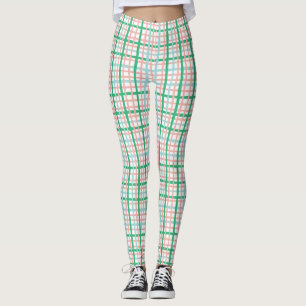 Pink and Green Plaid  Leggings