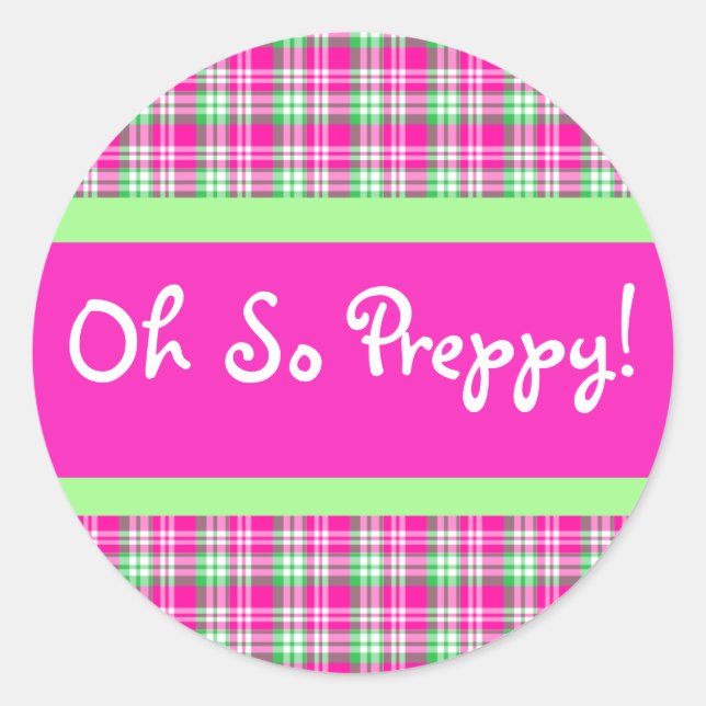 Pink and Green Plaid Preppy Sticker (Front)