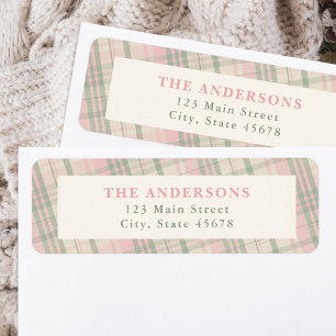 Pink and Green Plaid Return Address