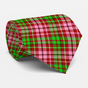 Pink and Green Plaid Tartan Red Tie