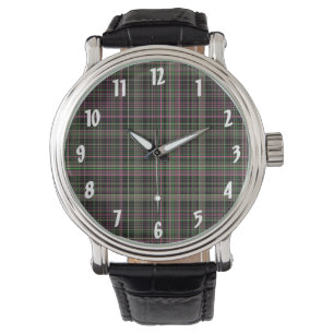 Pink and Green Plaid Watch