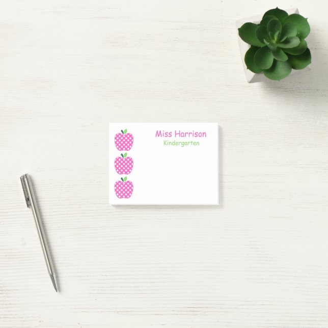 Pink and Green Polka Dot Apples Post-it Notes (Office)