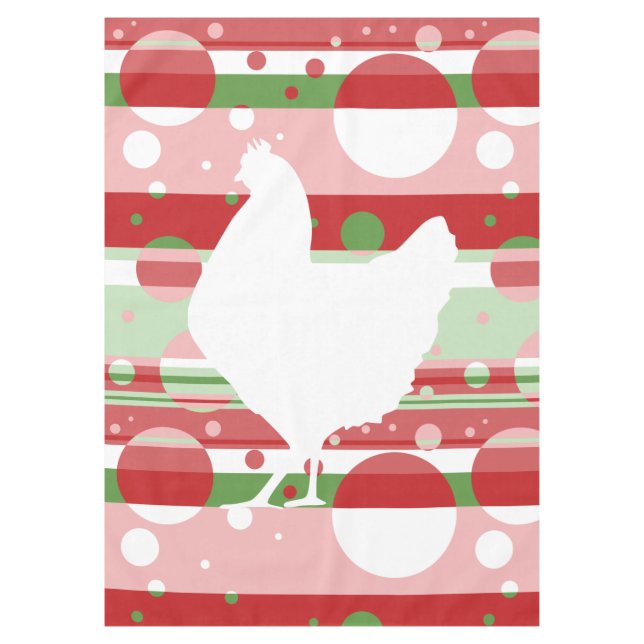 Pink and Green Pop Chicken Tablecloth (Front)