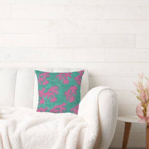 Pink and Green Preppy Island Palms Pillow