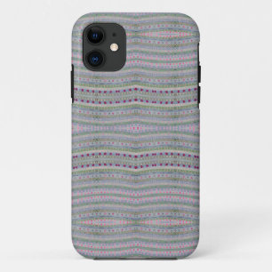 Pink and Green Pretty Hearts Pattern iPhone 11 Case