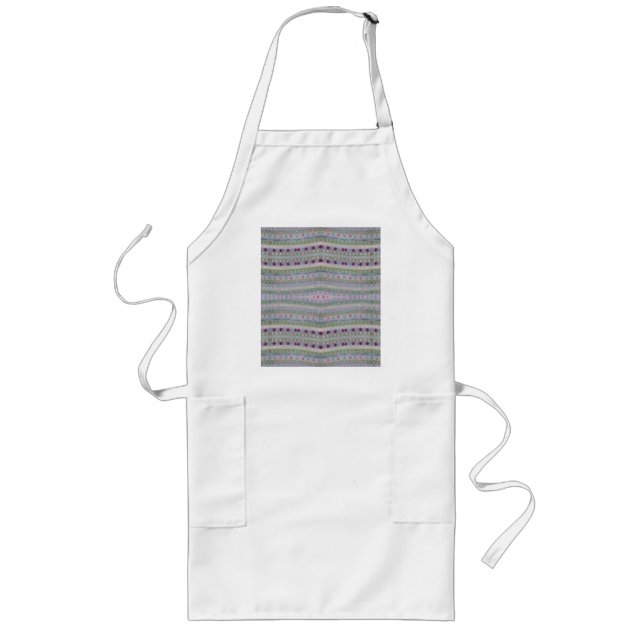 Pink and Green Pretty Hearts Pattern Long Apron (Front)