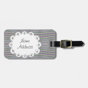 Pink and Green Pretty Hearts Pattern Luggage Tag
