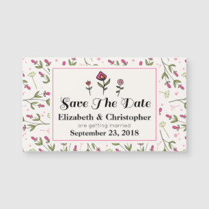 Pink and Green Pretty Wildflowers Save The Date