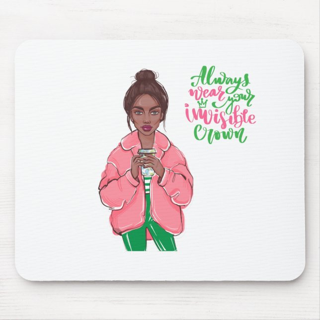 Pink and Green Queen Mouse Mat (Front)