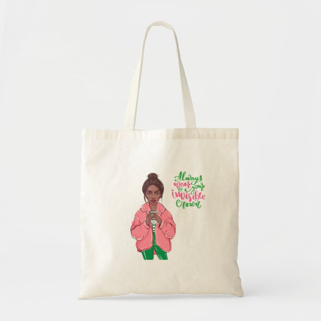 Pink and Green Queen Tote Bag (Front)