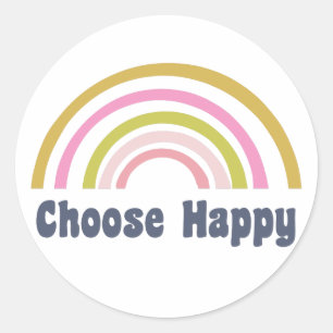 Pink and Green Rainbow with Inspirational Saying Classic Round Sticker