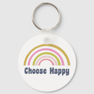 Pink and Green Rainbow with Inspirational Saying  Key Ring