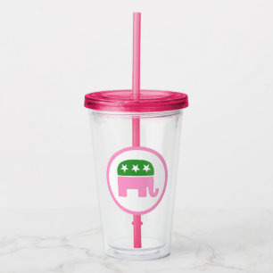 Pink and Green Republican Elephant Acrylic Tumbler