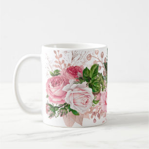 Pink and Green Rose Bouquet Coffee Mug