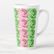 Pink and Green Roses Latte Mug