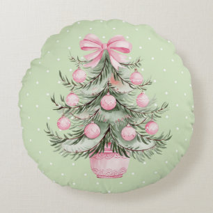 Pink and Green Round Cushion