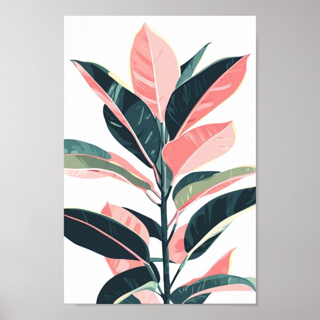 Pink and green rubber plant 🌿🌸 poster (Front)