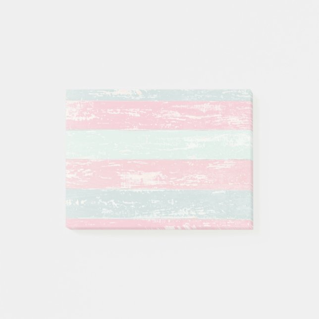 Pink and Green Rustic Wooden Fence Grunge Texture Post-it Notes (Front)
