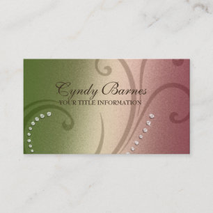 Pink and Green Shimmer and Crystals Business Card