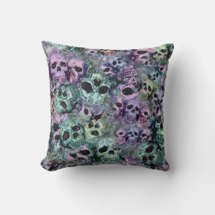 Pink and Green Skulls Cushion