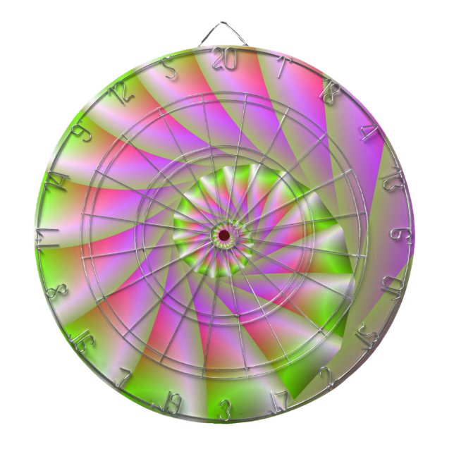 Pink and Green Spiral Dartboard (Front)