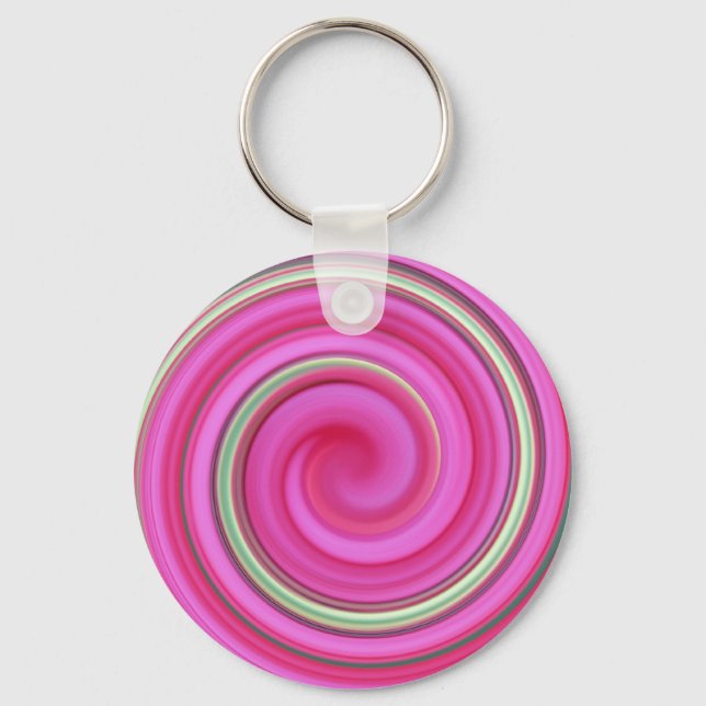 Pink and green spiral key ring (Front)
